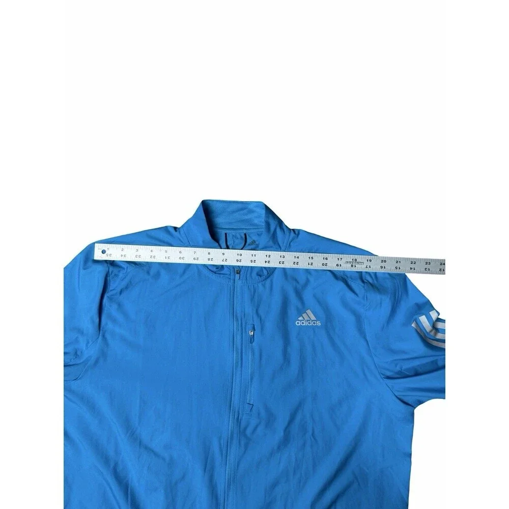 Adidas Men's Own The Run Windbreaker Running Jacket Size L Full Zip Blue Light